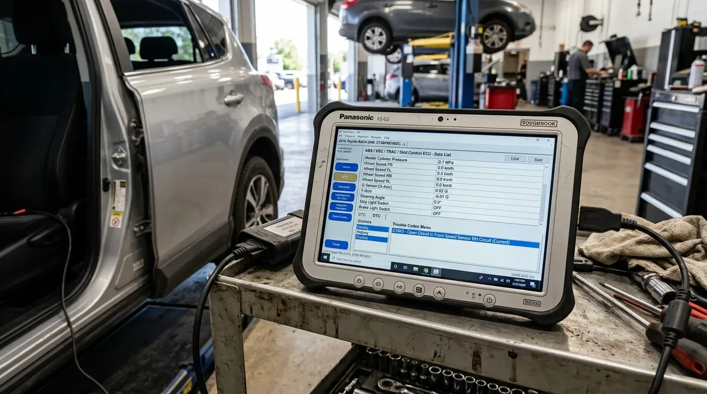 Диагностический планшет со сканером Toyota Techstream и отображением параметров блоков Skid Control ECU и ECM